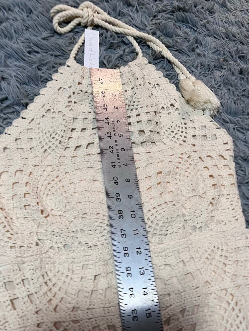 NEW House of Harlow 1960 Cream Beige Crochet Halter Maxi Dress Women Medium NWT - Picture 8 of 8